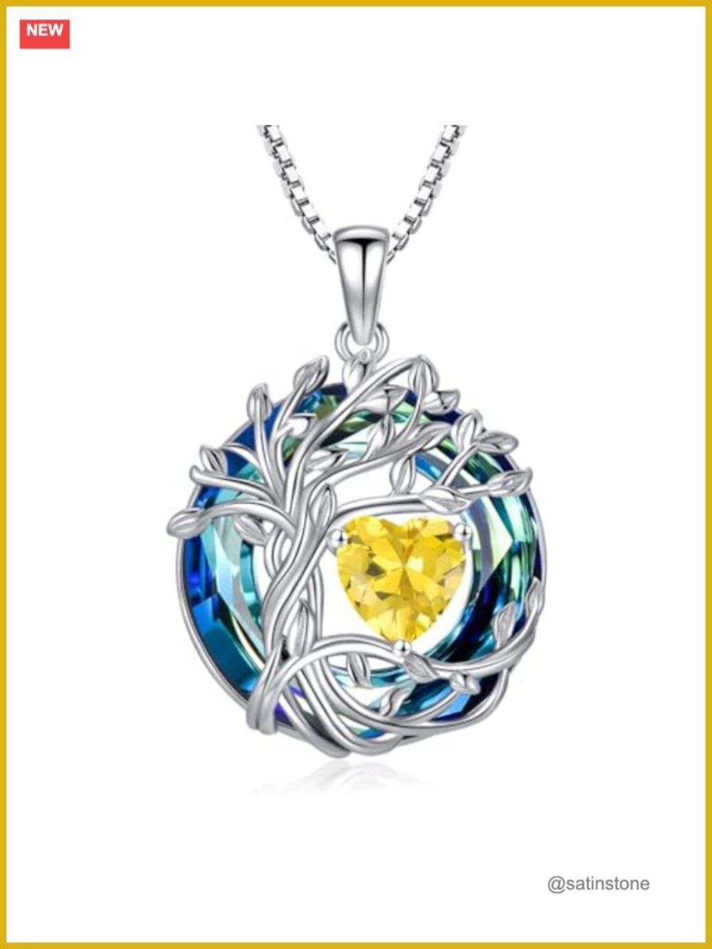 TOUPOP Tree of Life Necklace S925 Silver November Birthstone Pendant Gift